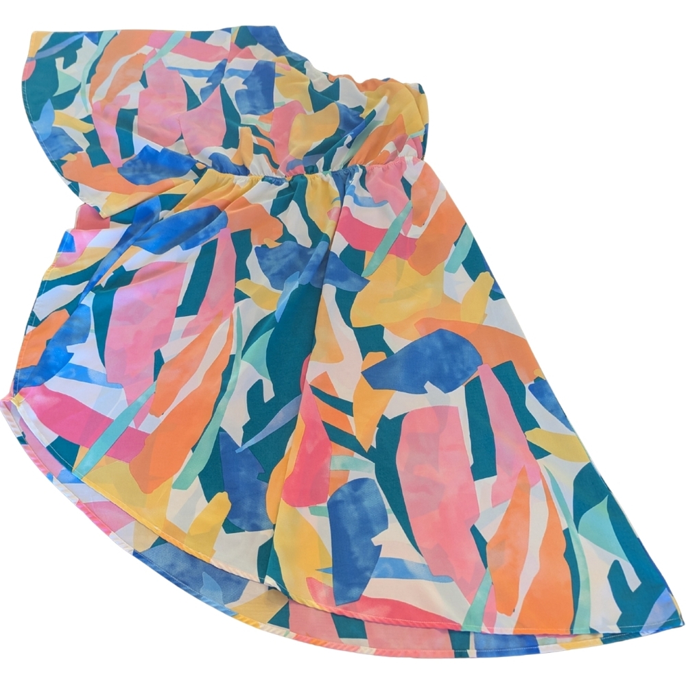 EUC Hailey & Co Womens Large Abstract Geometric One Shoulder Asymmetrical Dress